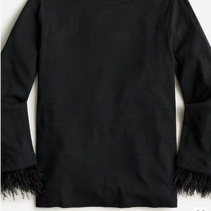 J.Crew black feather trim long sleeve shirt xl